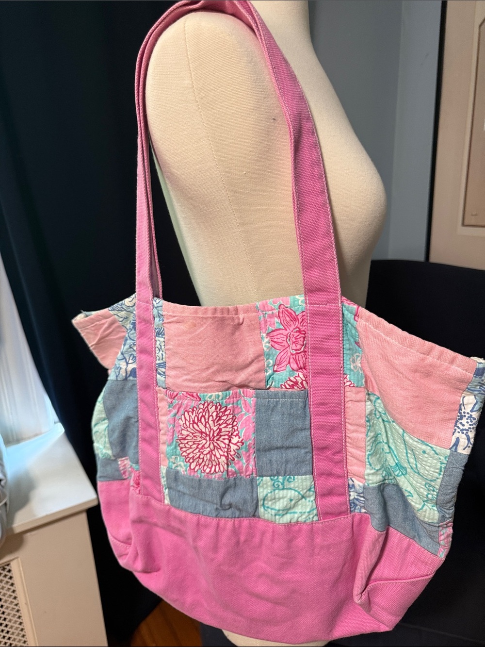 Lilly Pulitzer Pink Patchwork Quilted Tote